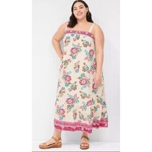 Lane Brane Smocked Square-Neck Maxi Dress Size 18/20